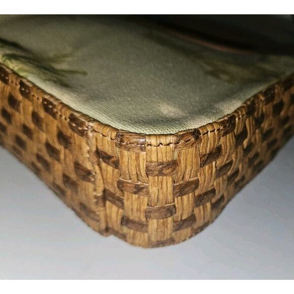 Fossil Oasis Mini Crossbody Tropical Leather Woven EUC 8x5.5x2.5 - Picture 6 of 13